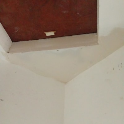 פתח תקרה עם דלת עץ חומה