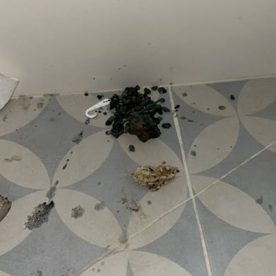 לכלוך ופסולת על רצפה, כולל כלי פלסטיק