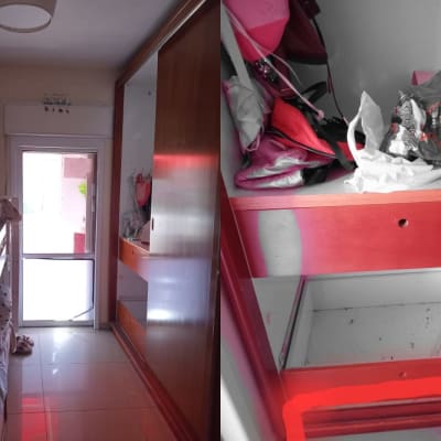 חדר עם מיטת קומותיים וארון בגדים