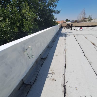 גג עם איטום חדש, עצים ברקע