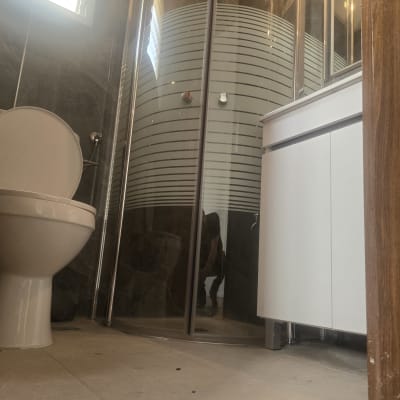 חדר אמבטיה עם מקלחון ושירותים