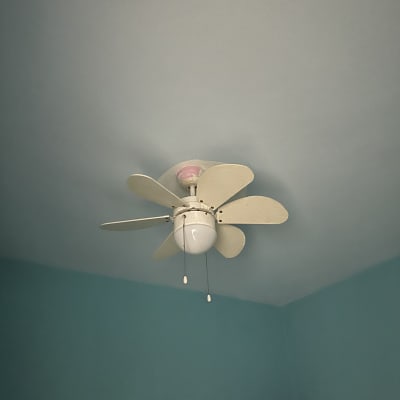 מאוורר תקרה עם מנורה ושני חוטי משיכה