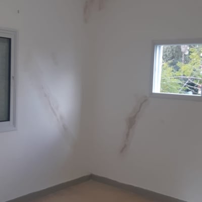 קירות עם סימני רטיבות, חלונות, רצפה חשופה