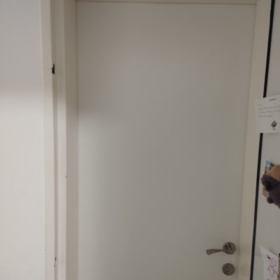 דלת לבנה עם ידית מתכת