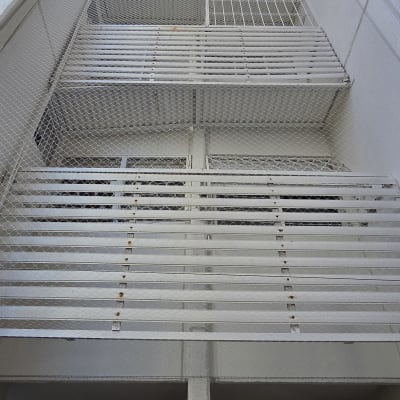 רשתות מותקנות על בניין גבוה למניעת כניסת יונים