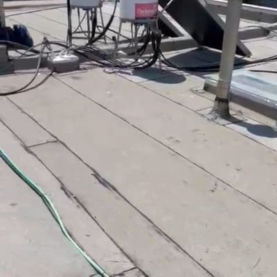 Roof with sealing materials and equipment