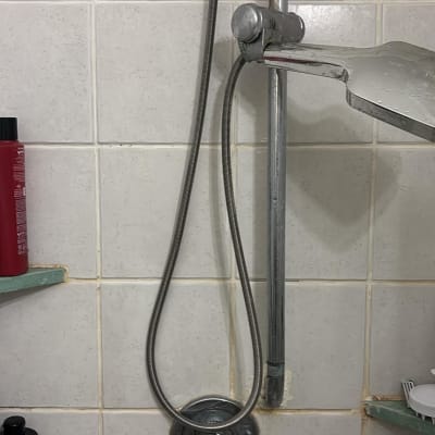 מקלחת עם ראש מקלחת וצינור מתכת