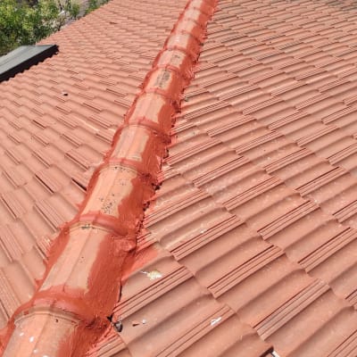 רעפים אדומים עם איטום לאורך הרכס