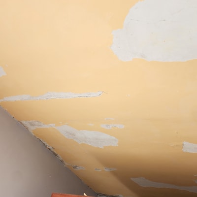 תקרה עם קילופי צבע ותיקונים נדרשים