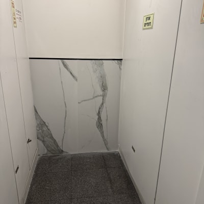 קירות עם חיפוי שיש ורצפת גרניט אפורה