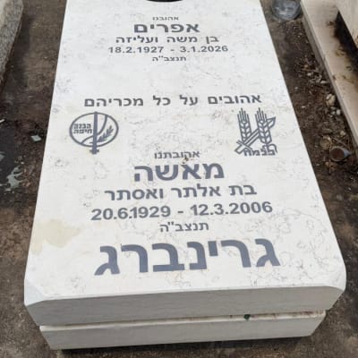 מצבה עם כיתוב בעברית ותאריך פטירה