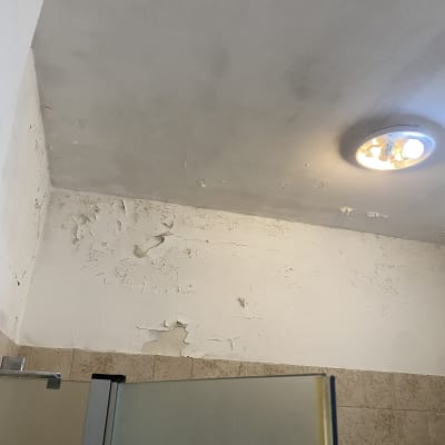 תקרה עם קילופי צבע ותאורה
