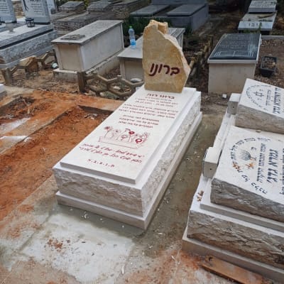 מצבות בבית קברות עם כיתוב בעברית