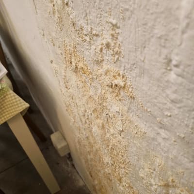 קיר עם סימני רטיבות ועובש, קשור לאיטום