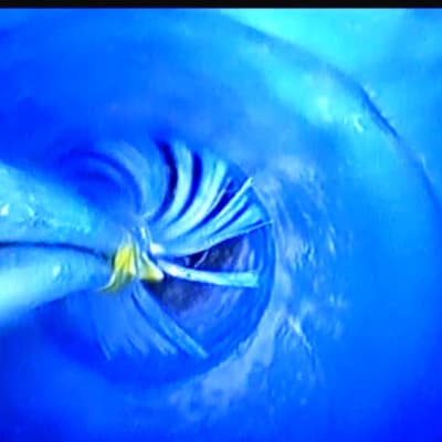 צילום פנימי של צינור עם זרימת מים