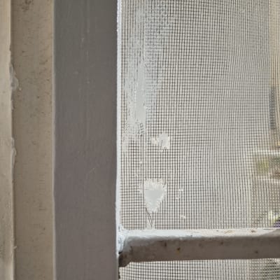רשת חלון עם תיקונים בצבע לבן