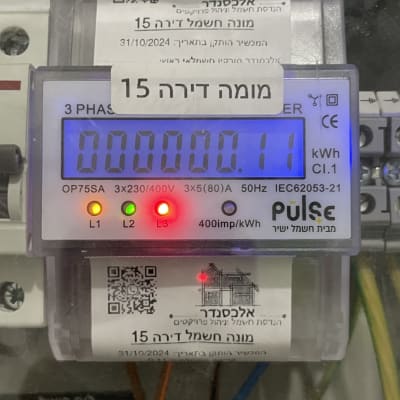 מונה חשמל דיגיטלי עם חיווט צבעוני ותצוגת מספרים