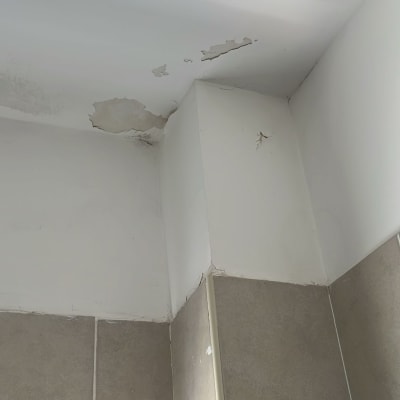 קיר עם קילופי צבע ותקרה פגומה