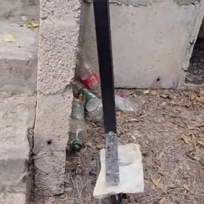 פרופיל ברזל שחור של שער לא חשמלי לצד מדרגות בטון