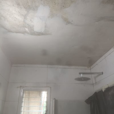 תקרה צבועה בחדר אמבטיה עם מקלחת