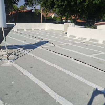 גג עם איטום לבן, דודי שמש וצבעים