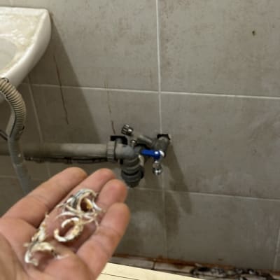 כיור עם צינור ותיקון אינסטלציה