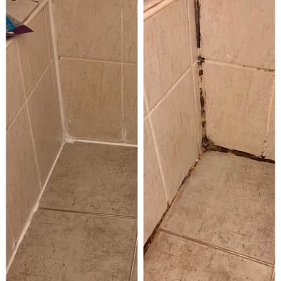 תמונות של פינת חדר עם איטום ותיקון עובש