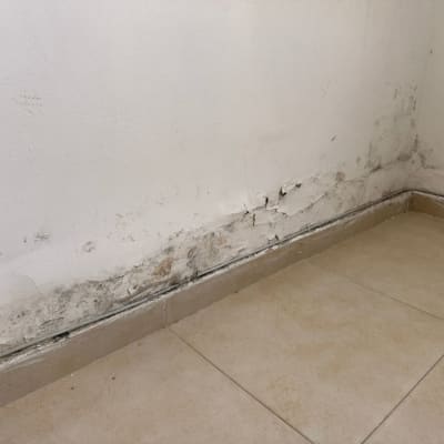 קיר עם רטיבות ונזקי צבע בפינה
