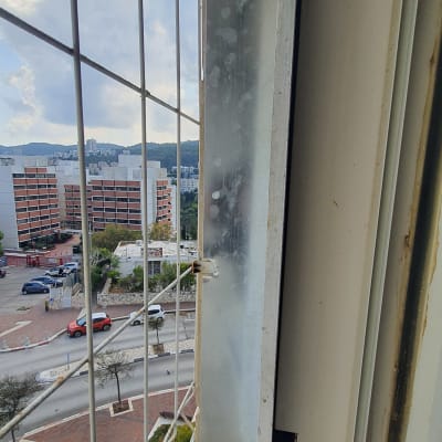 רשת מתכת על חלון למניעת כניסת יונים