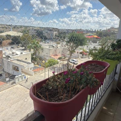 רשת הגנה על מרפסת עם עציצים