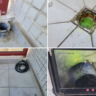 צילום של עבודת איתור נזילות עם מצלמה וכלים.