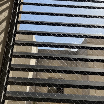 רשת למניעת כניסת יונים על חלון בניין