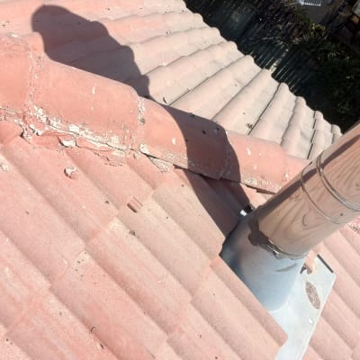 גג רעפים עם צינור מתכת בולט