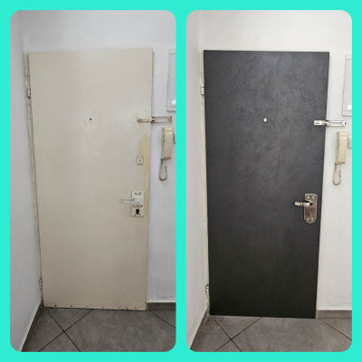 שתי דלתות לפני ואחרי ציפוי מחדש