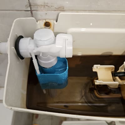 מנגנון מצוף בתוך מיכל הדחה של אסלה