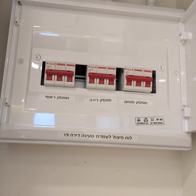 לוח חשמל עם מפסקים שונים על קיר