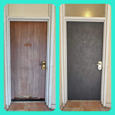שתי דלתות לפני ואחרי ציפוי מחדש