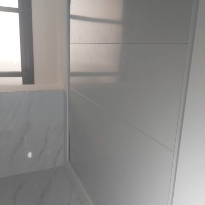 קיר גבס חלק עם חיפוי לבן מבריק