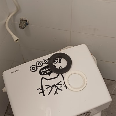 ניאגרה גלויה של אסלה מפורקת במהלך תיקון או החלפת אטמים