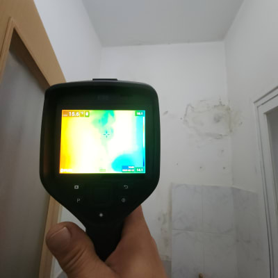 מצלמה תרמית מציגה אזור עם נזילה בקיר