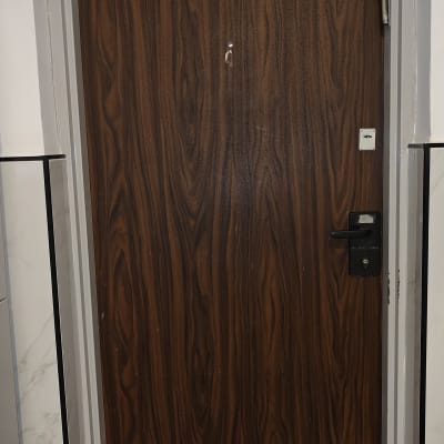 דלת עץ עם ציפוי דמוי עץ כהה