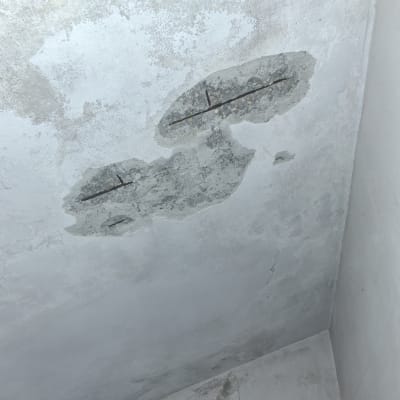 תקרה עם קילופי צבע וסדקים חשופים