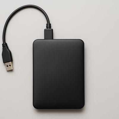 כונן קשיח חיצוני עם כבל USB מחובר