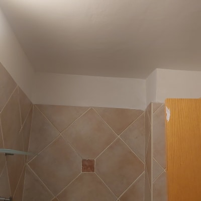 קיר עם אריחים ותקרה צבועה