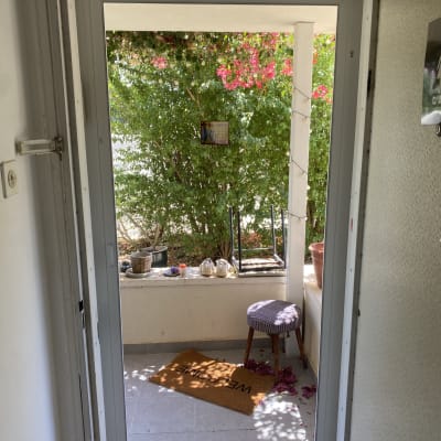 מסגרת דלת אלומיניום עם נוף לגינה