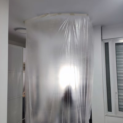 ניילון מגן תלוי בחדר, הכנה לשיפוץ