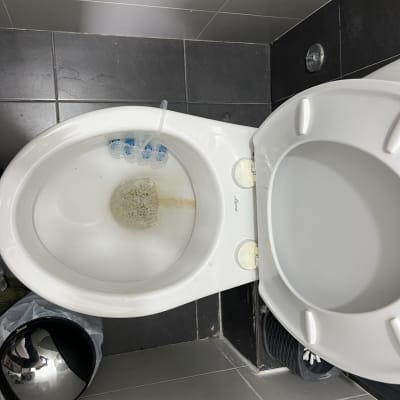 אסלה פתוחה עם חומר ניקוי תלוי בפנים