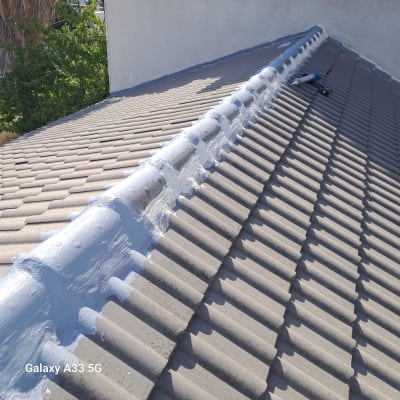 גג רעפים עם איטום בצבע אפור