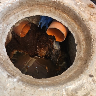 צינורות ביוב פתוחים עם מים עומדים