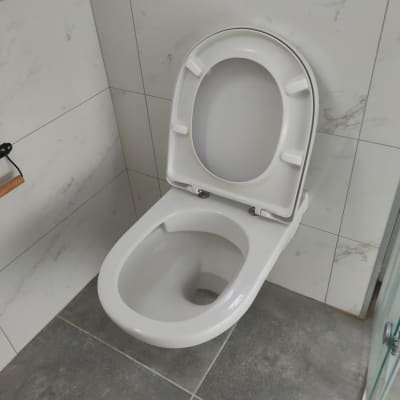 אסלה פתוחה עם לחצן הדחה על הקיר